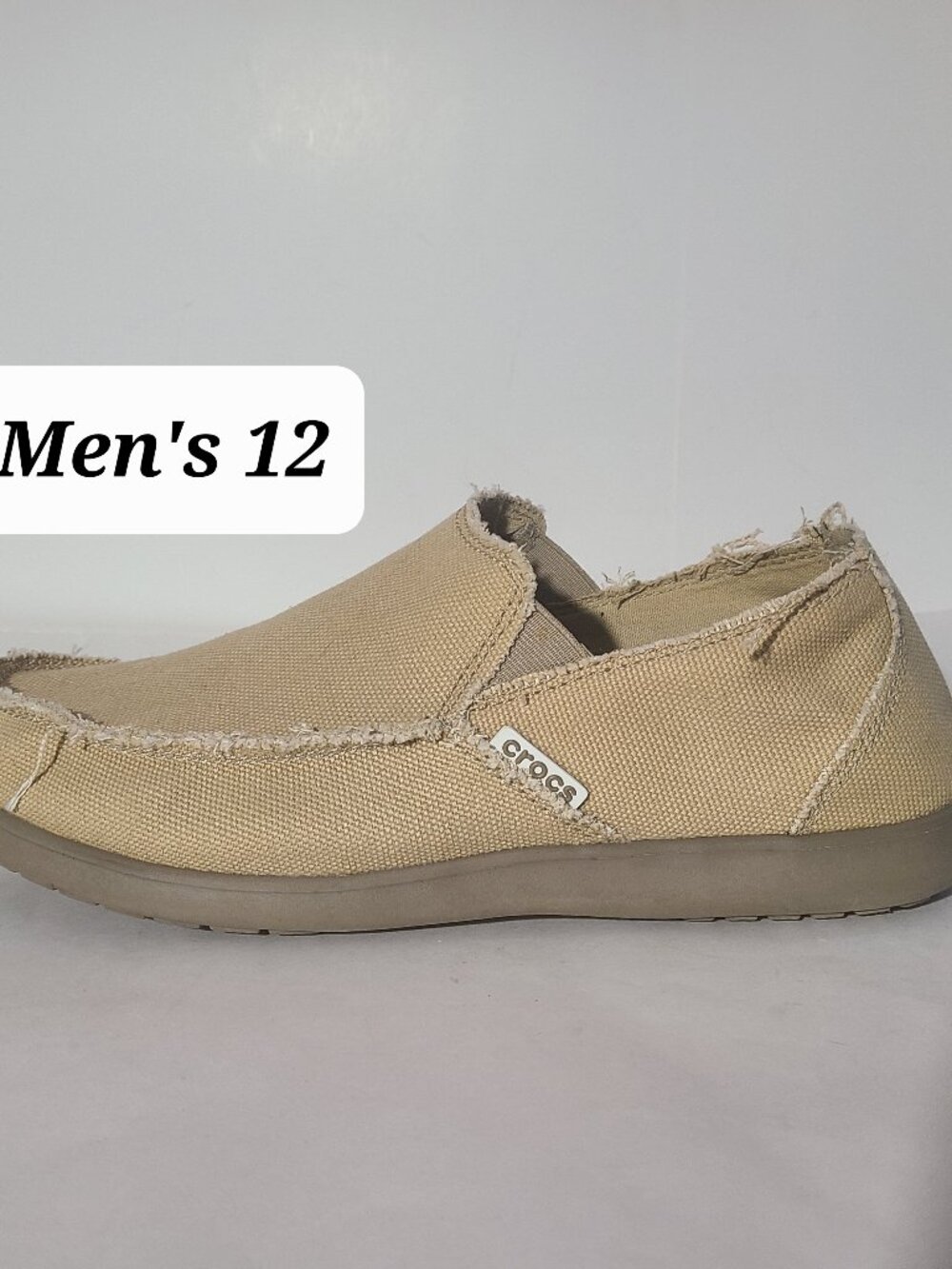 Crocs Santa Cruz Canvas Frayed Slip On Loafers Men's Size 12